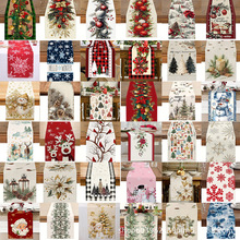 亚马逊跨境新款圣诞节桌旗 厂家直销冬季雪人圣诞老人印花餐桌垫