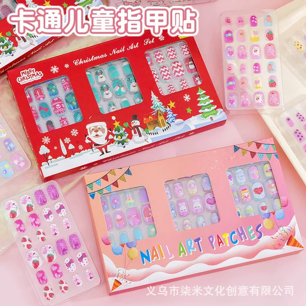 Children's Cartoon Nail Stickers, Cute Christmas Nail Art Kits, Wholesale Custom Nail Pieces for Christmas