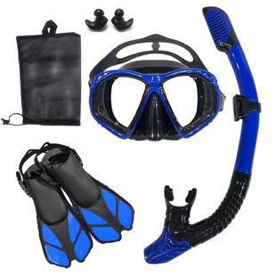 Snorkeling suit adult tempered glass diving goggles flippers snorkeling mask full dry breathing tube snorkeling three-piece set