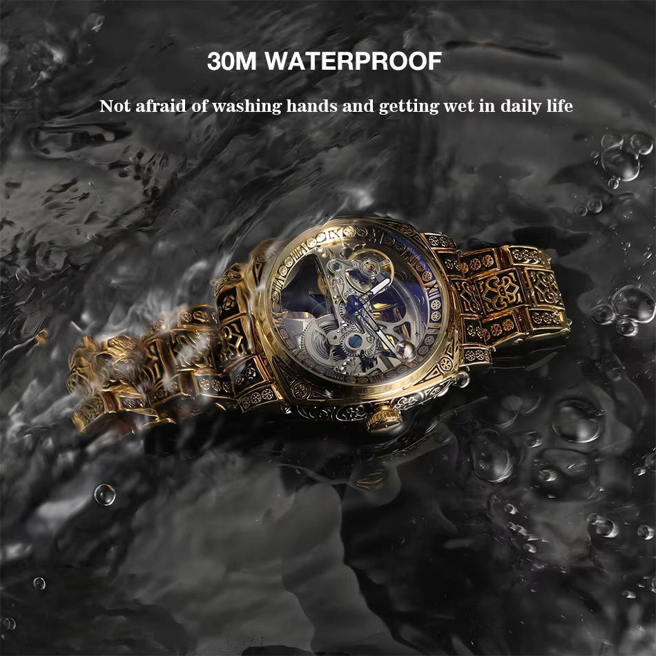 Forsining Vintage Automatic Mechanical Watch For Men Carved Style_voghion.com