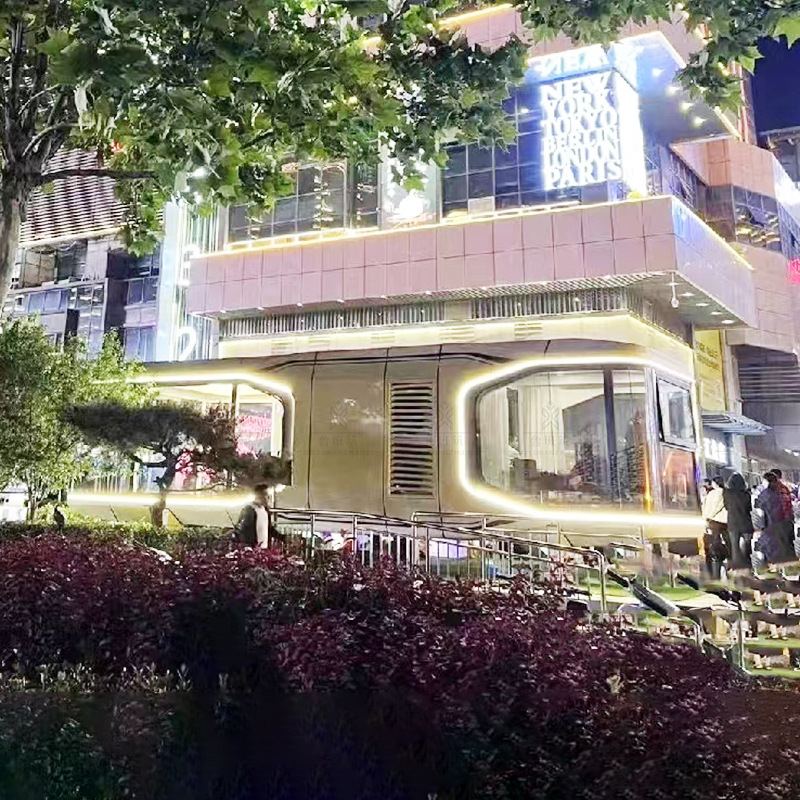 Quioscos móviles en el área escénica de la plaza Camping móvil Comida cabina de venta de productos terminados desayuno cabina de cápsula espacial