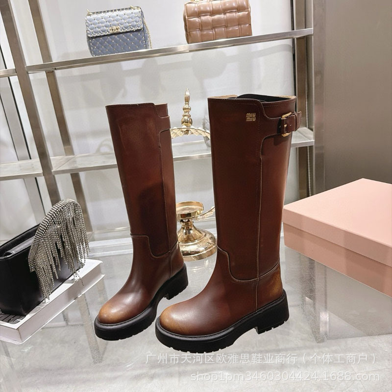 2026MM Fall/Winter High-Fashion Runway New Model High-Tube Knee-Length Women's Boots with Metal Buckles, Vintage Knight Boots 2026MM Fall/Winter High-Fashion Runway New Model High-Tube Knee-Length Women's Boots with Metal Buckles, Vintage Knight Boots