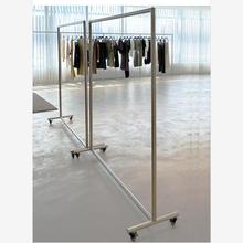 服装店展示架落地式不锈钢买手店移动轮字挂衣架中岛架女装店货架