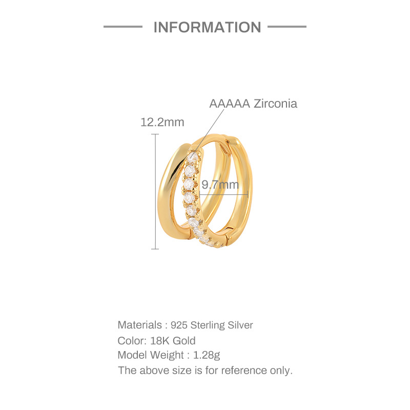4g Weight Zircon Inlay Material Earrings Classification 1 Piece Quantity 1 Piece 925 Sterling Silver Zircon Geometric Earrings
