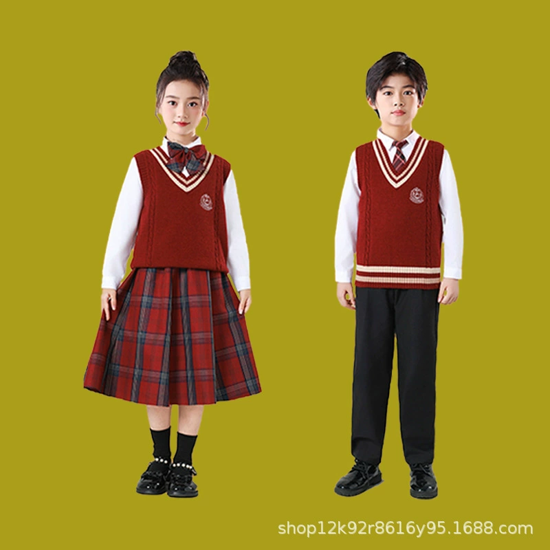 Children's suit, sweater, vest, uniform, set for elementary school students