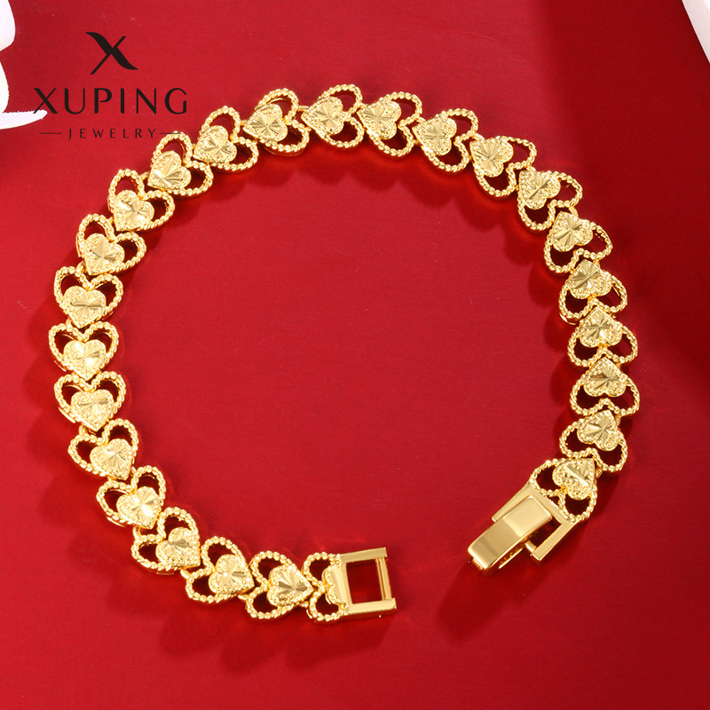 Xuping joyería latón chapado en oro hueco amor pulsera mujer chapado en oro 24K moda retro joyería de alta gama
