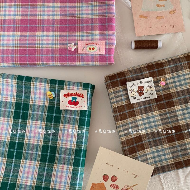 Korean Ins Style Yarn-Dyed Cotton Colorful Plaid Fabric Handmade DIY Tablecloth Background Cloth Hair Tie Children's Clothing Korean Ins Style Yarn-Dyed Cotton Colorful Plaid Fabric Handmade DIY Tablecloth Background Cloth Hair Tie Children's Clothing