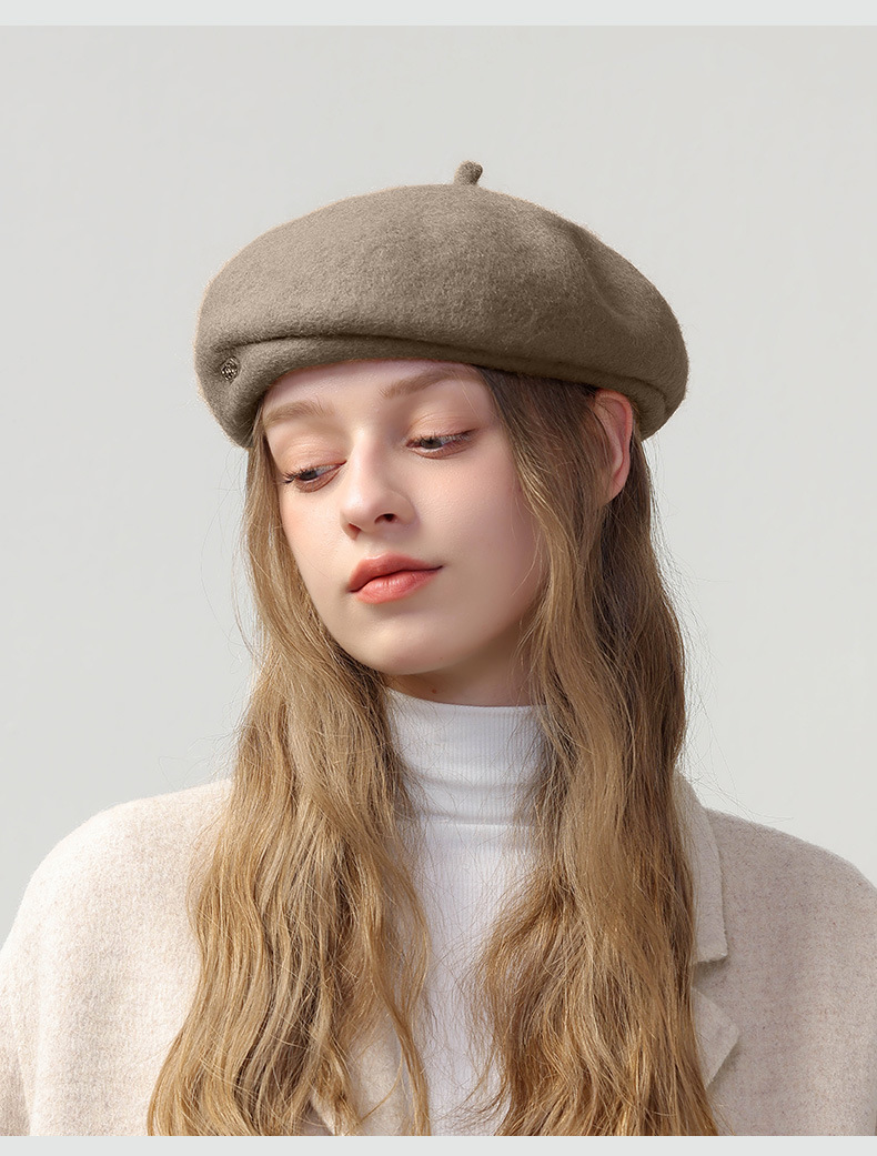 New Hat Japanese British Retro Wool Beret Women's Autumn And Winter Painter Hat Show Face Small Korean Version Versatile Warm Hat_voghion.com