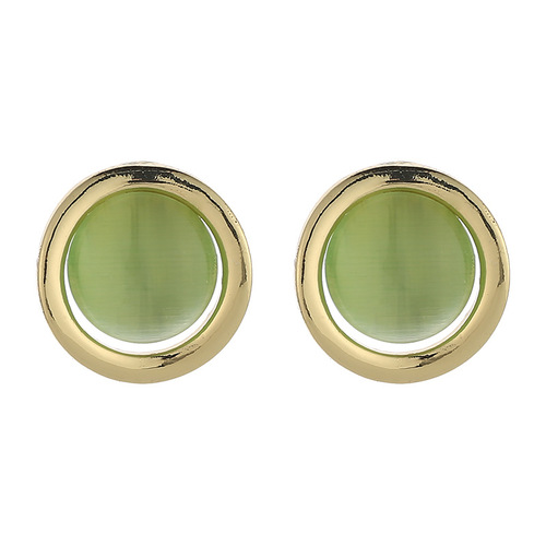 Exquisite commuter cat-eye earrings, fashionable Hong Kong style, Hepburn style, light luxury, retro mosquito coil disc, non-pierced earrings for women
