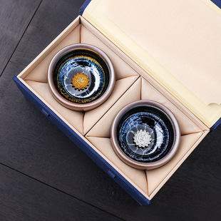 Dunhuang Jianzhan Lotus Tea Cup Master Cup Jianzhan Ceramic Kung Fu Tea Wedding Pair Cup Home Gift Box for Foreigners