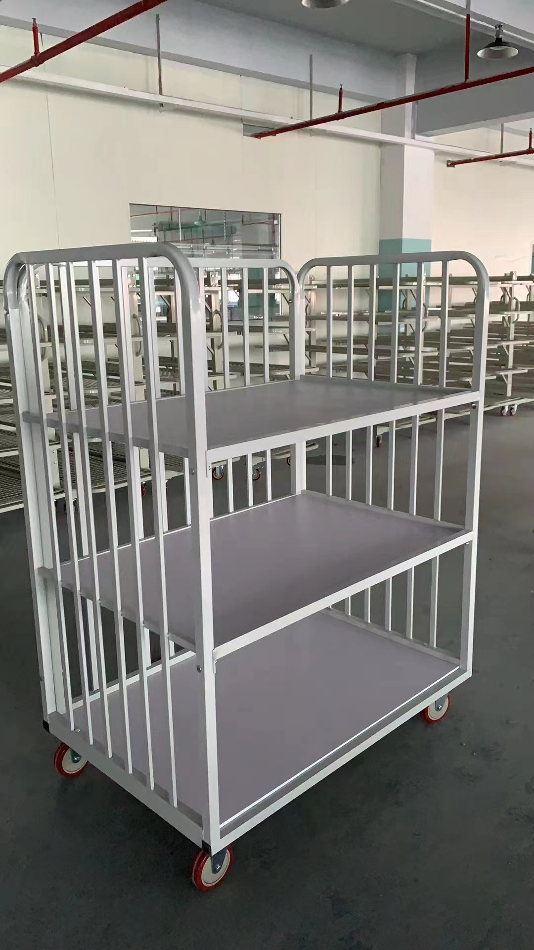 ✅服装厂三层裁片车周转车松布车放布架成品推车物料围栏车厂家直