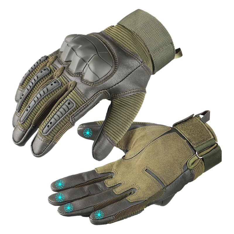 Guantes tácticos transfronterizos de dedo completo para deportes al aire libre ciclismo guantes protectores antideslizantes para montañismo pantalla táctil para bicicleta para hombres y mujeres