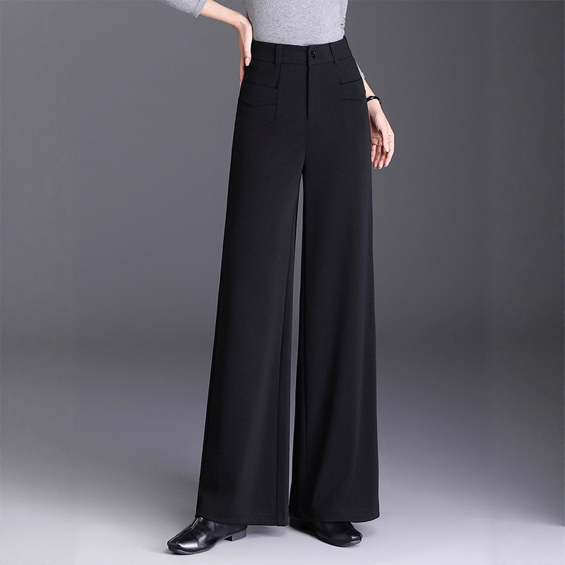 Trendy Woolen Suit Wide-Leg Pants for Women, 2026 Autumn and Winter New High-Waisted Loose Straight Casual Long Pants