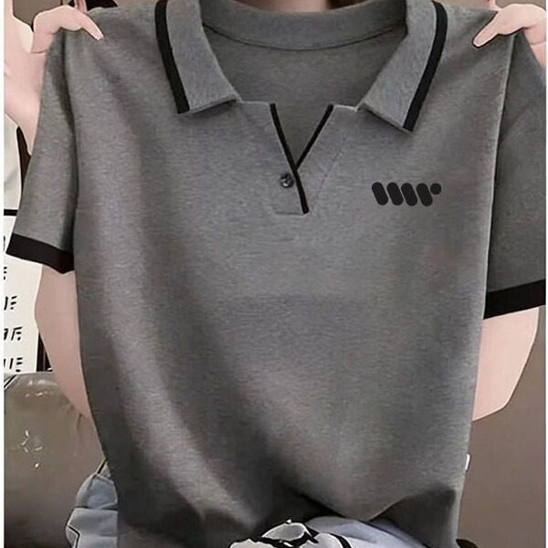 2026 Summer New Style Color-Block POLO Shirt Short-Sleeve T-Shirt for Women, Versatile Design with Single Button, Unique Top 2026 Summer New Style Color-Block POLO Shirt Short-Sleeve T-Shirt for Women, Versatile Design with Single Button, Unique Top
