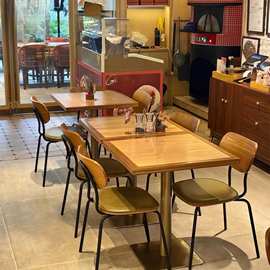 餐厅工业风小吃店实木桌椅组合咖啡厅甜品烘焙网红小酒馆美式餐桌