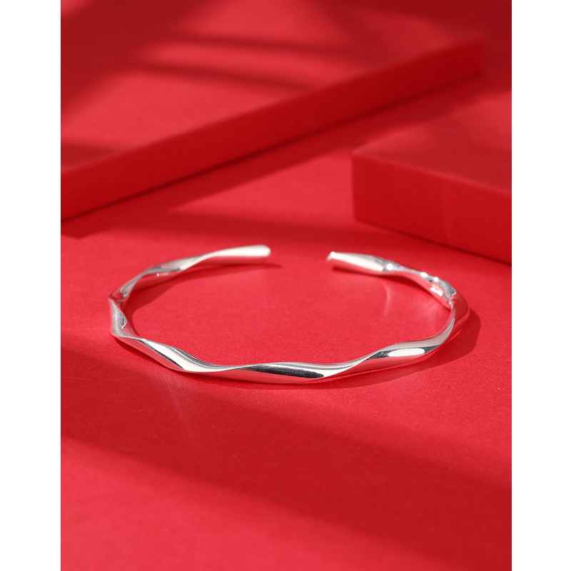 Mobius anillo pulsera de plata 999 plata esterlina sólida plata pura joven nicho de alta calidad pulsera de plata para la novia