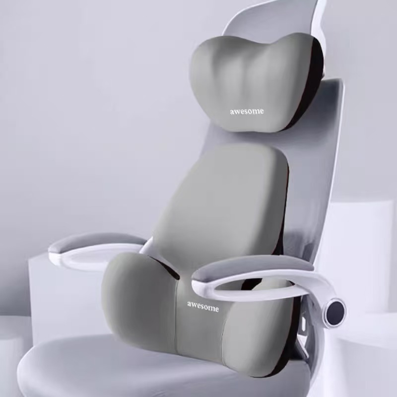 車のヘッドレストと腰クッションセット、低反発クッション、ミルク枕、ゴムクッション、厚いサポート腰サポート、オフィスチェアクッション|undefined