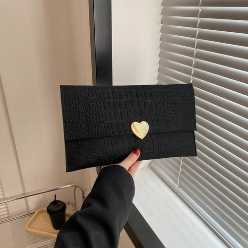 Hand-grabbed envelope bag for women with crocodile pattern and stylish horizontal style large-capacity wallet  new felt liner bag