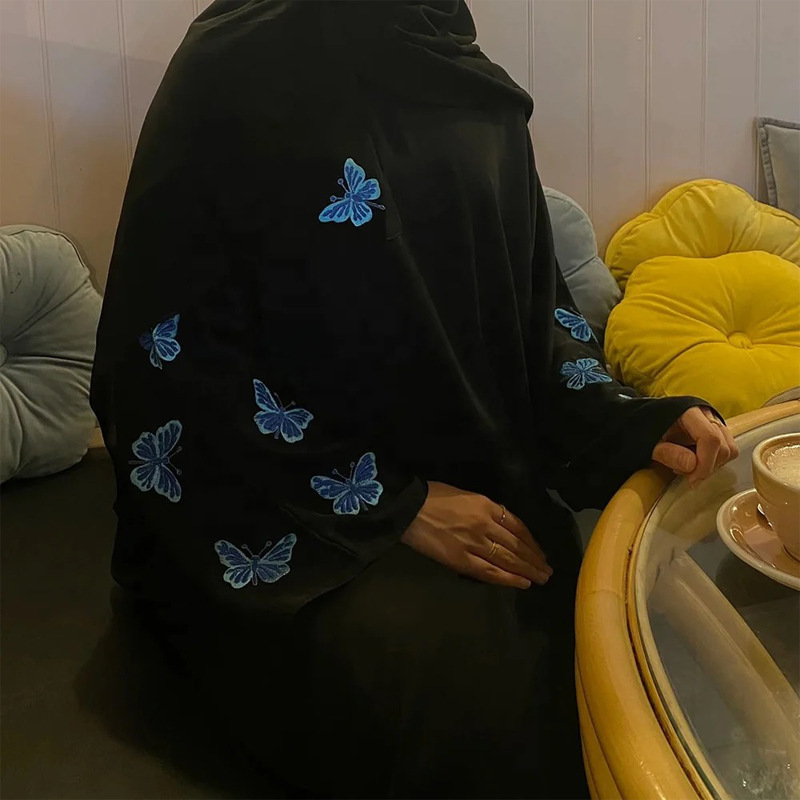 F406 Dubai Women's Embroidered Elegant Zipper Cardigan Robe In Stock Middle East Cross-border_ecoleips.com