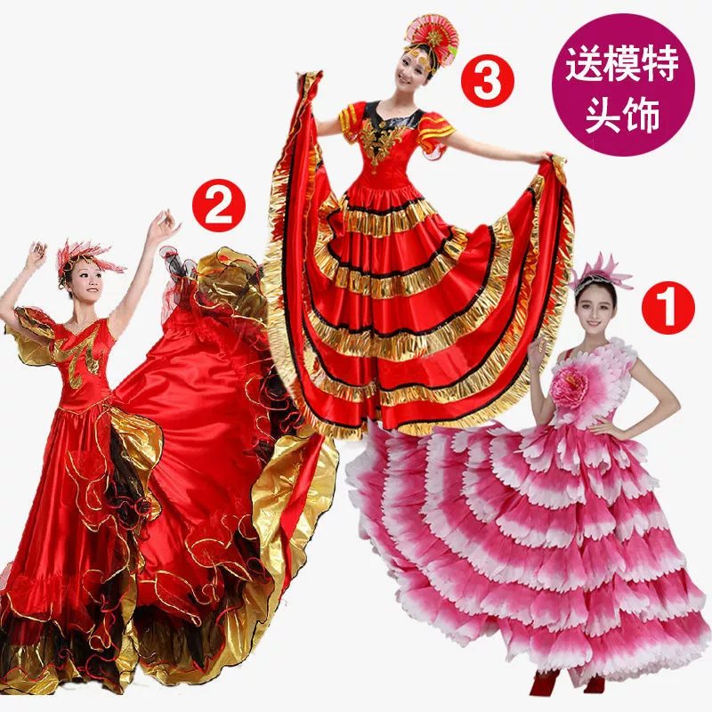Испанский танец корриды большая юбка с лепестками юбка сценическое платье танцевальное платье
