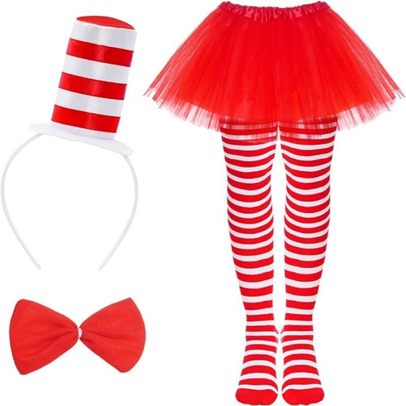 Halloween Dr. Suss Birthday party hat cosplay makeup stage props tulle tutu skirt gloves socks Halloween Dr. Suss Birthday party hat cosplay makeup stage props tulle tutu skirt gloves socks