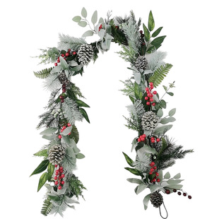 Cross-Border Christmas Pine Ball Red Fruit Garland 2025 New Artificial Cedar Berry Rattan Door Hanging Holiday Scene Layout