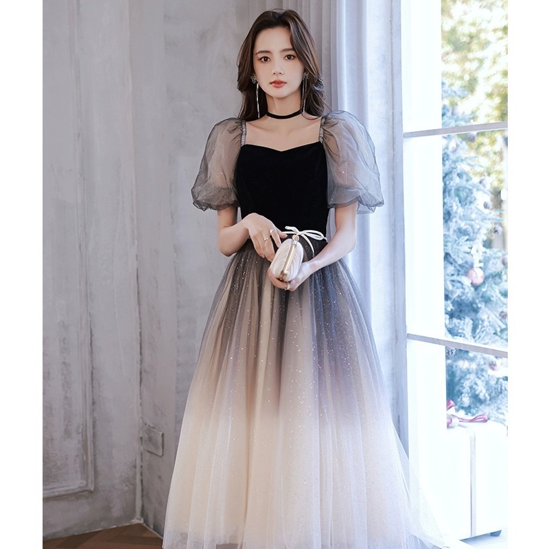Graduation evening dress women's banquet elegant art exam light luxury niche French High sense host student Adult Ceremony