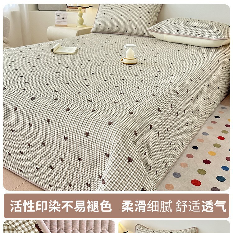 夏季水洗棉床盖单件a类母婴级四季通用榻榻米防滑夹棉床单三件套3|undefined