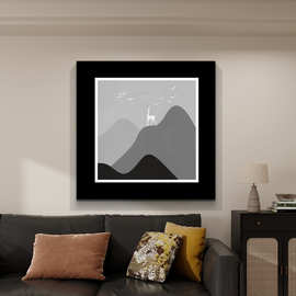 黑白抽象高级感装饰画客厅沙发背景墙艺术挂画走廊玄关壁画