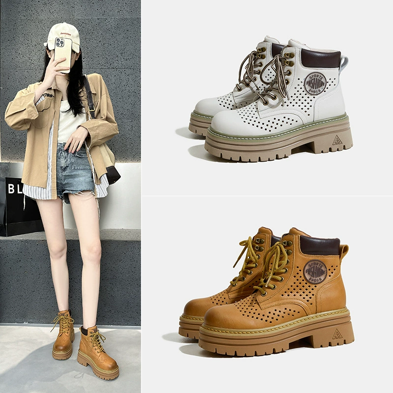 8CM полые сапоги Martin женские супер-огненные уличные сетки