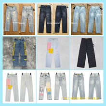 跨境欧美潮牌笑脸小熊女孩贴布破洞牛仔裤男女高街水洗长裤牛仔裤