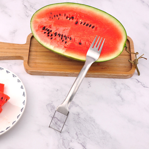 New watermelon dicing artifact 430 stainless steel fruit divider watermelon dicer pulp digger fruit fork