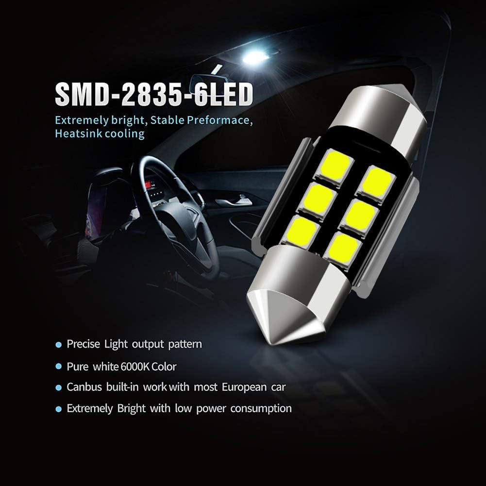 Decodificación de lámpara de lectura de automóviles LED de doble punta 2835 6smd luz luminosa del compartimento de luz del maletero 31MM