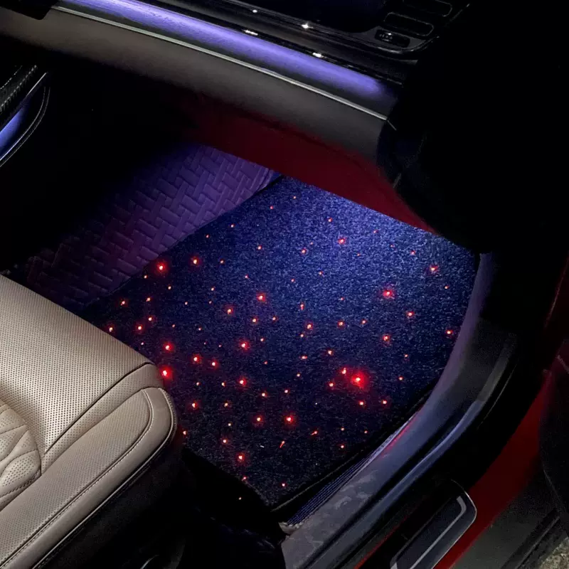 汽车脚垫改装光纤星光全套地毯4件套 Fiber Optic car rugs light