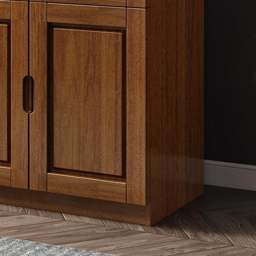 Modern simple Chinese solid wood bookcase combination three-door storage cabinet floor-to-ceiling glass door bookshelf six-door solid wood bookcase