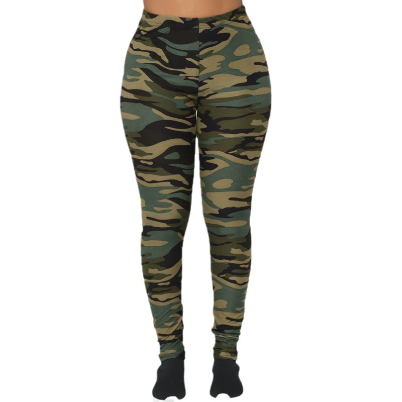 Брюки-леггинсы в камуфляжном стиле Camouflage, повседневные, большой размер