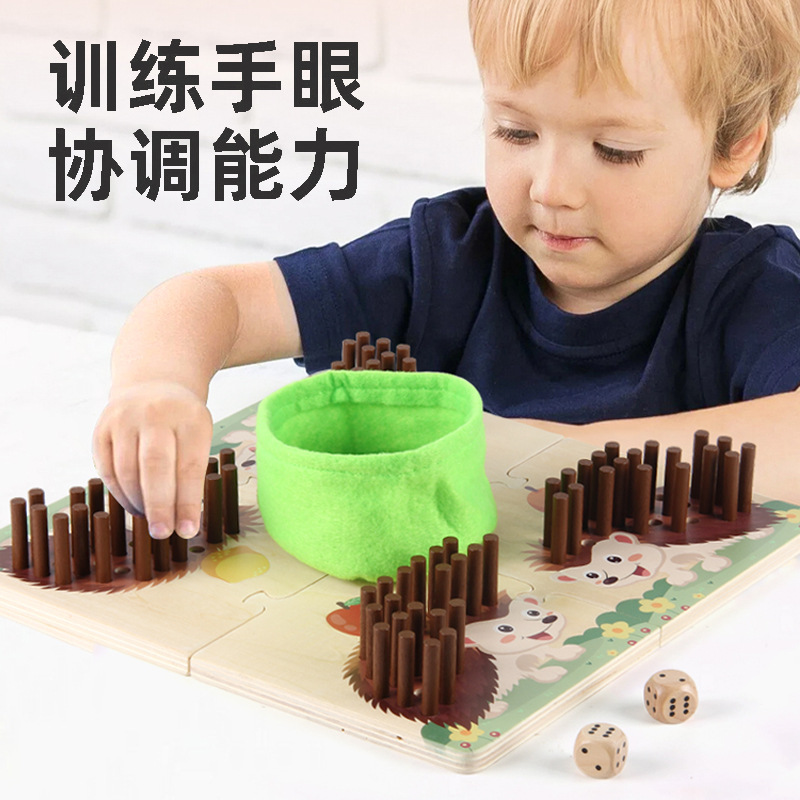 Nueva versión transfronteriza del rompecabezas Erizo Juego de madera educación temprana para niños rompecabezas juego de mesa entrenamiento sensorial juego de palo