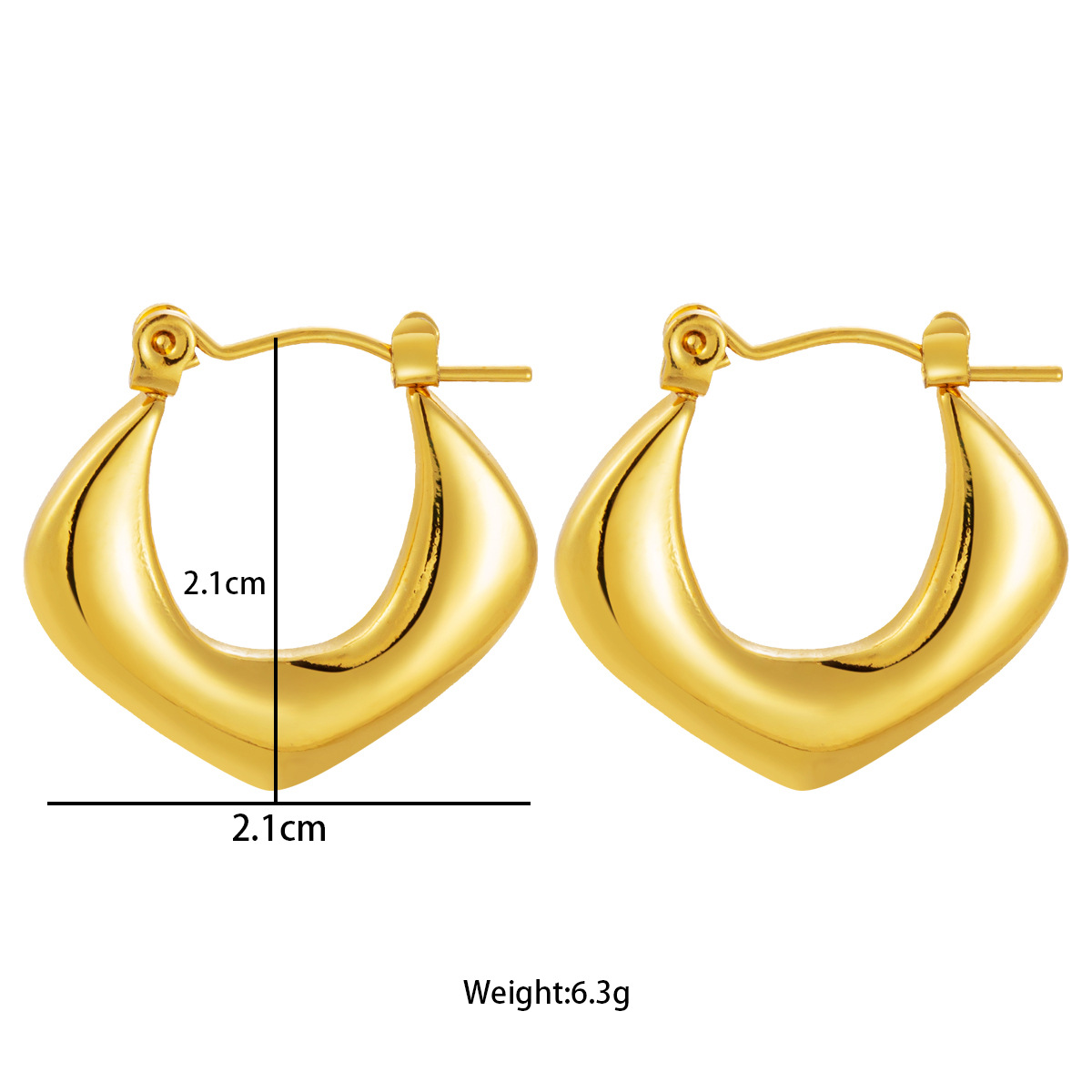Europa y los Estados Unidos venta caliente alta sensación de acero inoxidable simple viento amplio aretes de presión de aceite 18K oro real chapado fábrica directa
