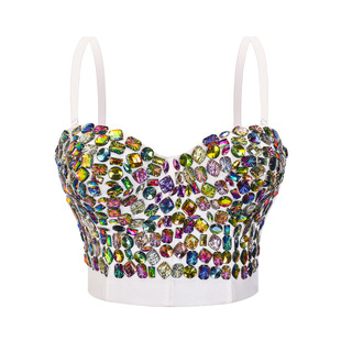 Cross-Border Nightclub Party Contrasting Diamond Tube Top European and American Stage Performance Clothing Corset Beautiful Back Outer Bra