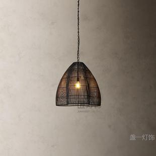 Vintage Handmade Woven Wire Lantern Pendant Light Hotel Restaurant Cafe Studio Living Room Sofa Stairwell