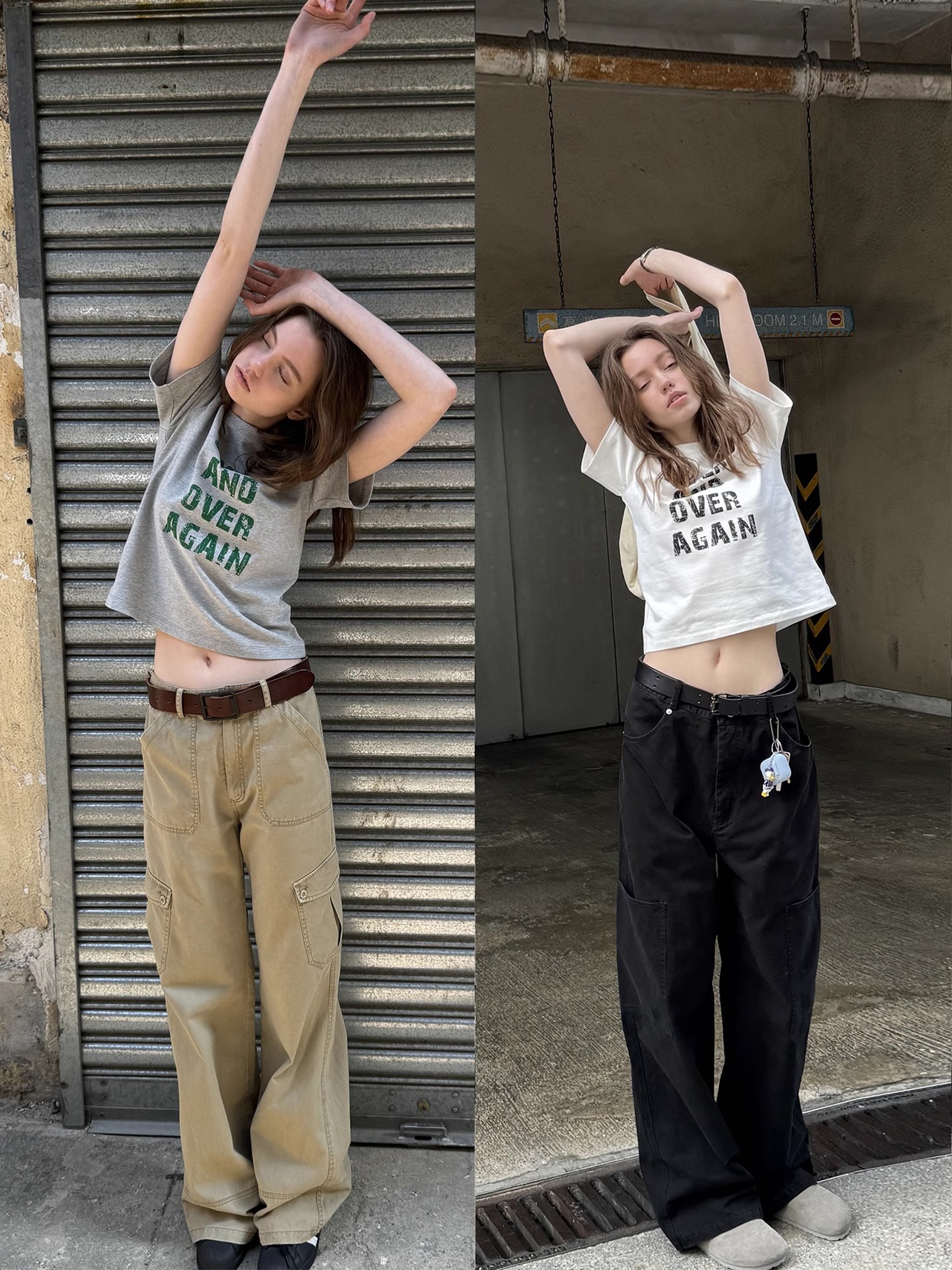 American-style Retro Letter Printed Short-sleeved T-shirt Women's Small Hot Girl Slim-fit Slimming Shoulder Crewneck Top Women's Trendy