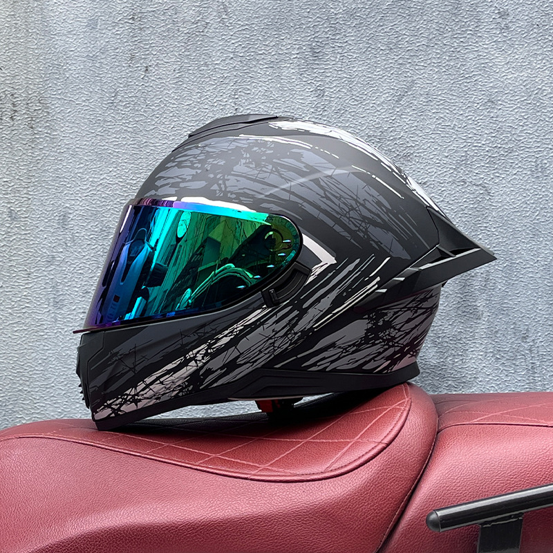 Casco integral transfronterizo DOT de la versión mejorada de LVS con doble lente para hombres, casco de seguridad universal para todas las estaciones para motociclistas femeninas, casco de motocicleta con doble lente.