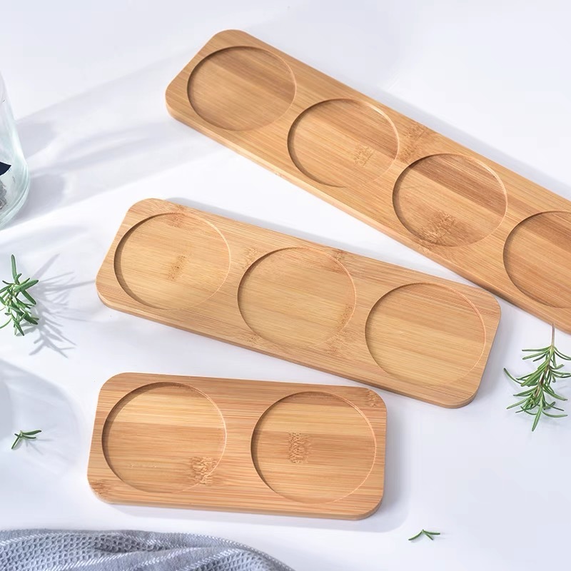 竹木托盘 日式茶盘寿司盘水果盘调味罐底板托盘 陶瓷罐竹底座|undefined