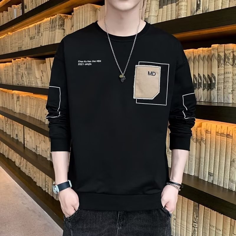 Men's long-sleeved T-shirt trendy loose fashion brand ins small shirt 2022 new T-shirt spring and autumn top clothes sweater