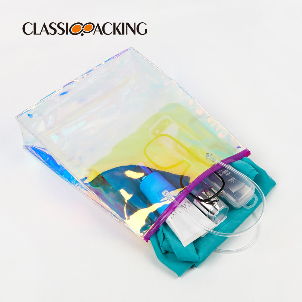 Japonés simple colorido láser bolsa de regalo promocional bolsa de compras PVC material jalea Bolso de Plástico imprimible registro