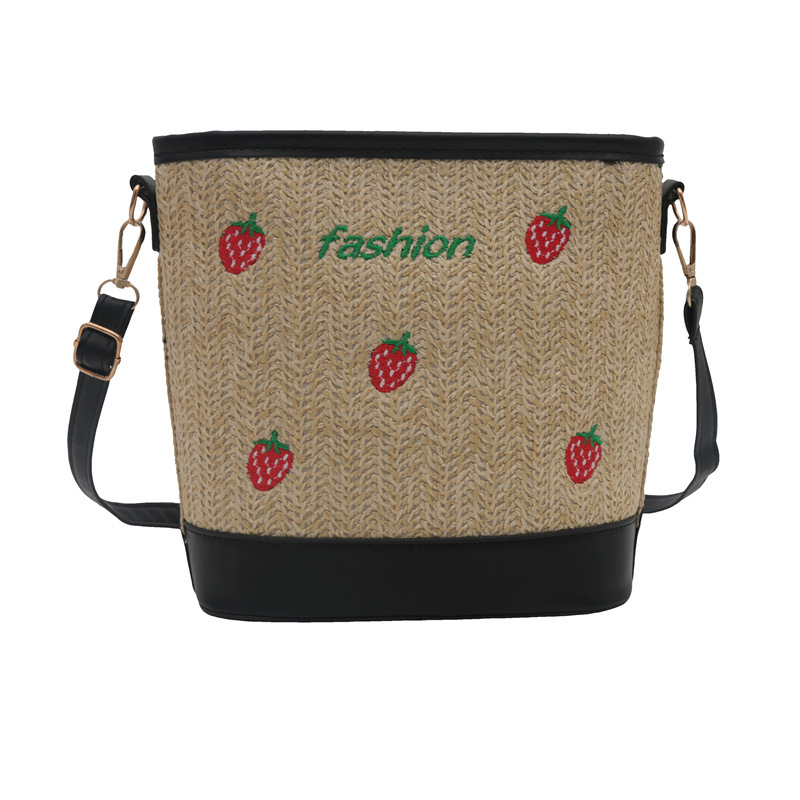 Bagos de balde de tela de fresas de gran capacidad para mujeres 2024 nueva popular alta textura nicho diseño mochila