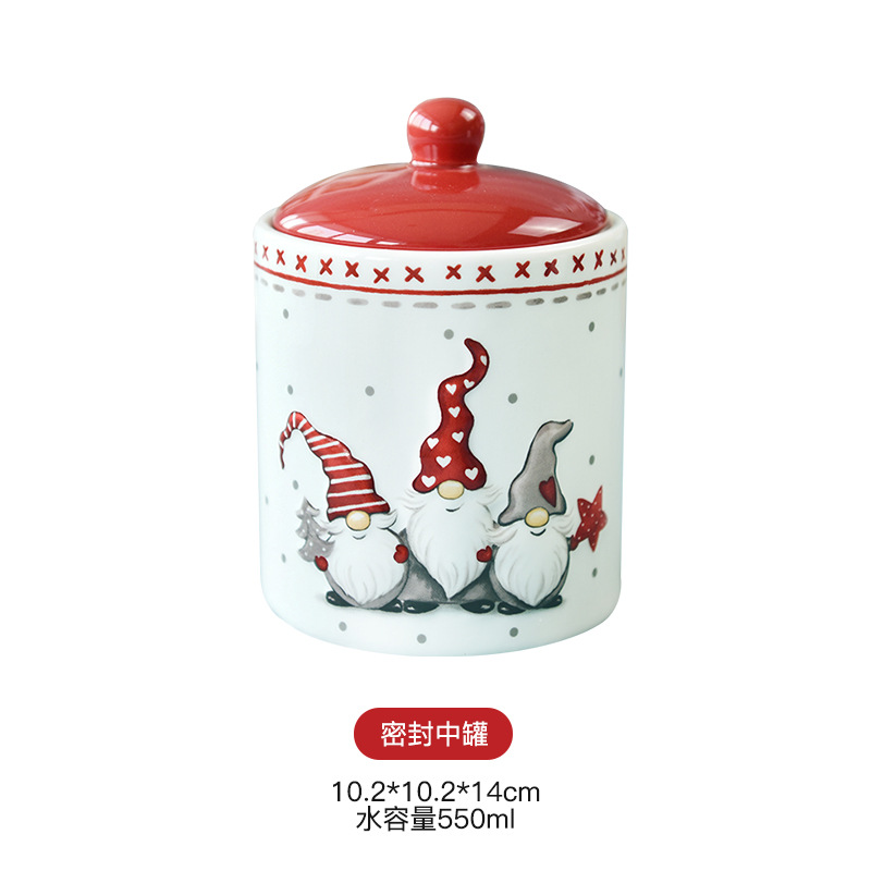 Nordic Santa Claus Tazón plato vajilla traje de alivio ensalada de arroz tazón de cerámica occidental plato plano taza tetera