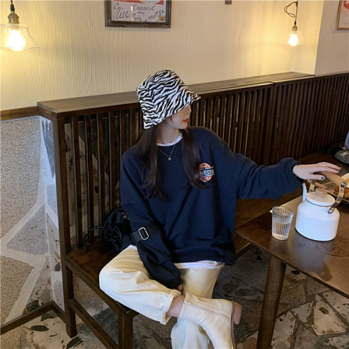 Letter printed long-sleeved thin sweatshirt jacket  new autumn women's loose mid-length pullover top trendy