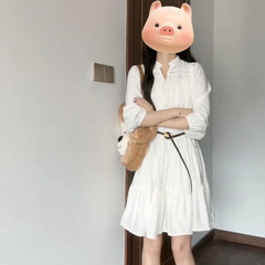 法式高级感小个子白色衬衫连衣裙女秋冬季2025年新款海边度假穿搭