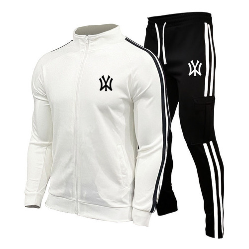 New Men's Cardigan Stand-Neck Sports Suit—Green Sportswear Casual Slim-Fit Two-Piece Running Sports Set
